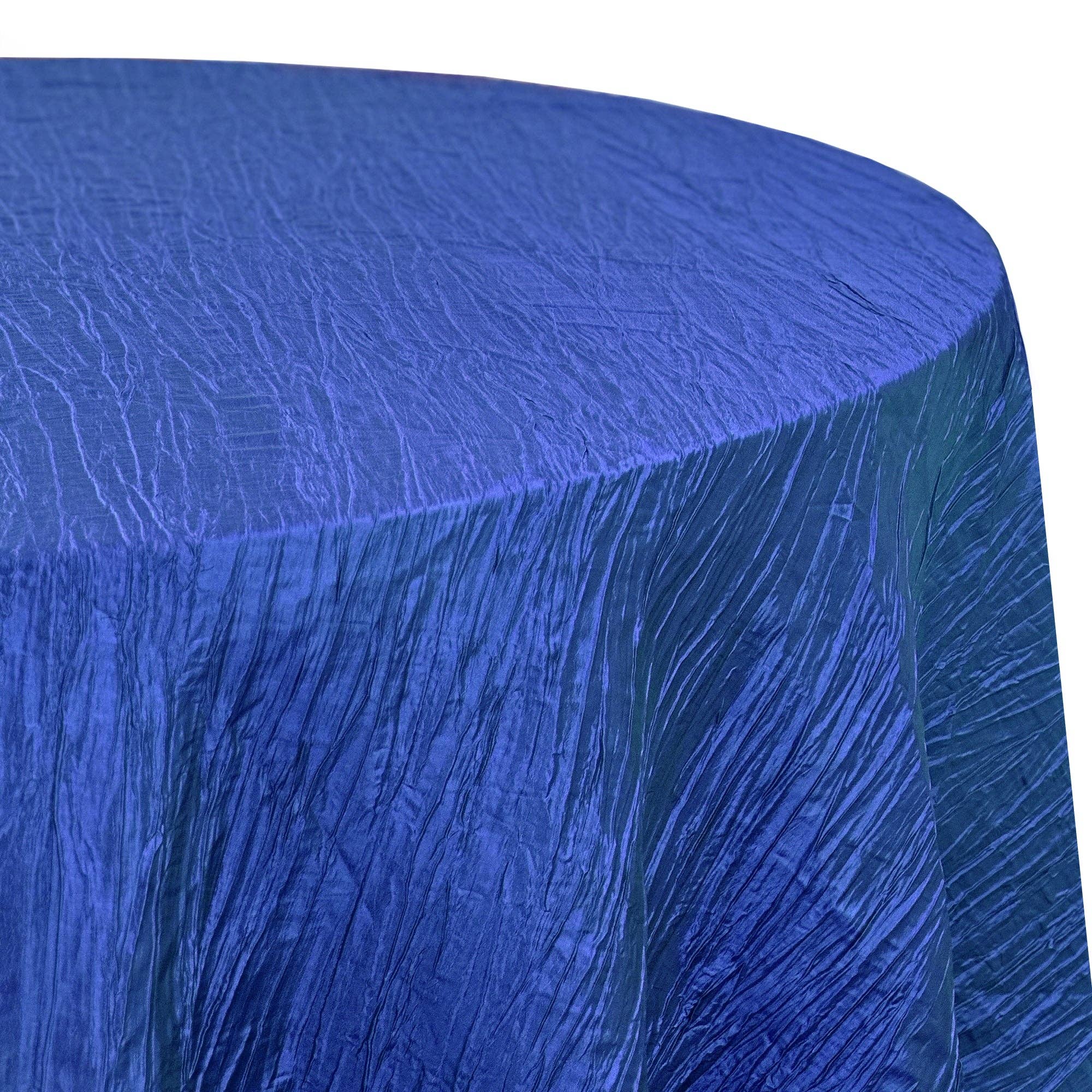 YOUR CHAIR COVERS - Wholesale Tablecloth - 120 inch Crinkle Taffeta Round Tablecloth Royal Blue1