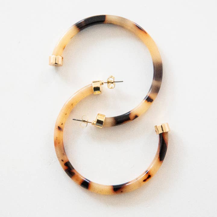 Lightweight Large Hoop Earrings - Tortoise Shell for wholesale by Hoo Hoops