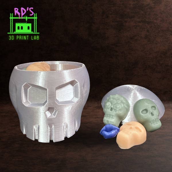 Metallic Silver 3d Skull With Gothic Wax Melts for wholesale by SULTRY CLUB CANDLES