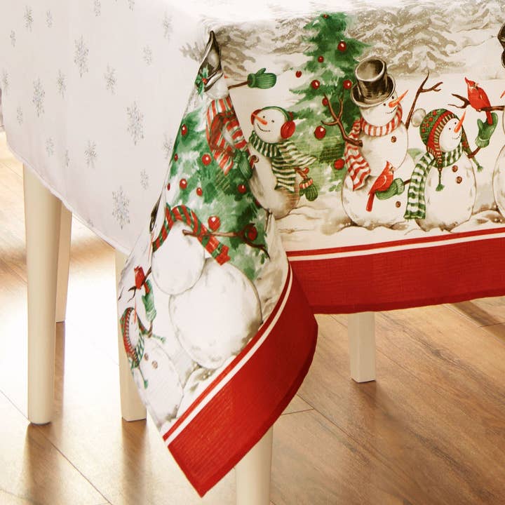 Elrene Home Fashions - Wholesale Tablecloth - Snowman Winterland Holiday Snowflake Christmas Tablecloth