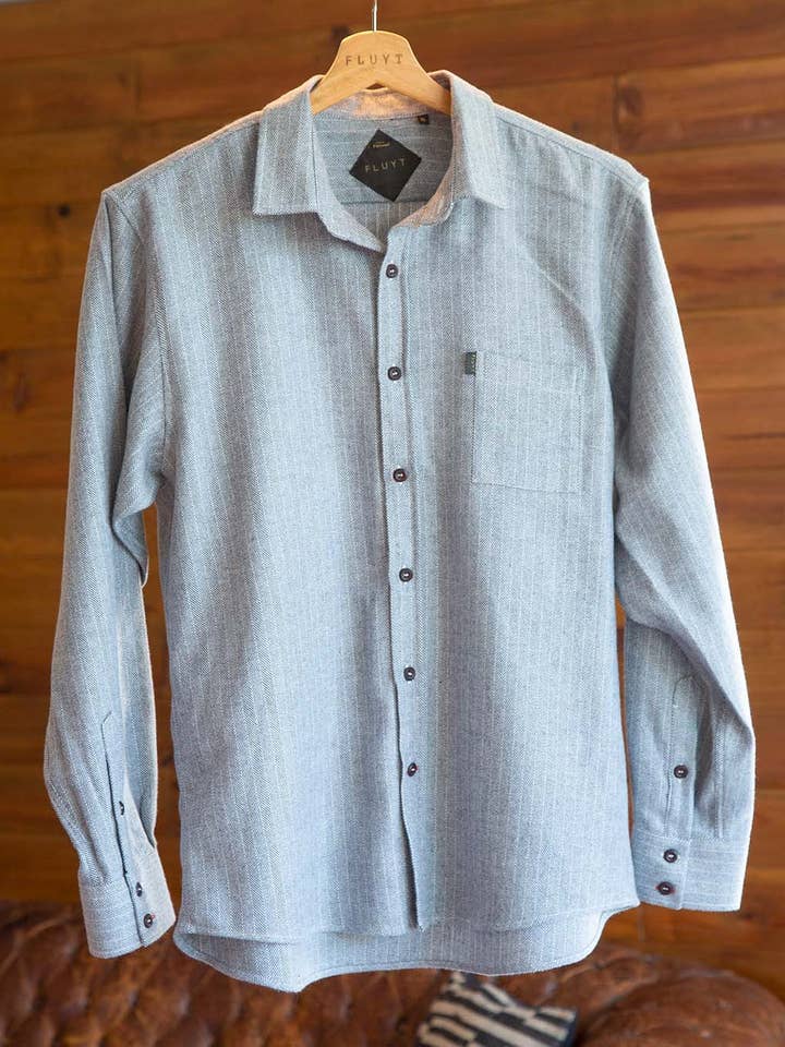 Flanelle à chevrons grise pour la vente par FLUYT