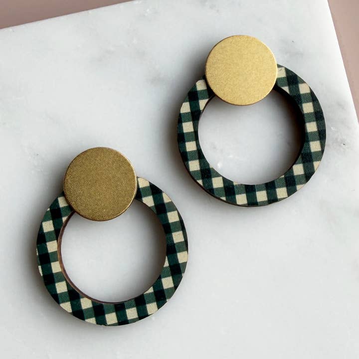 Gingham geometriske ring ørestikker for engroshandel hos MicaPeet