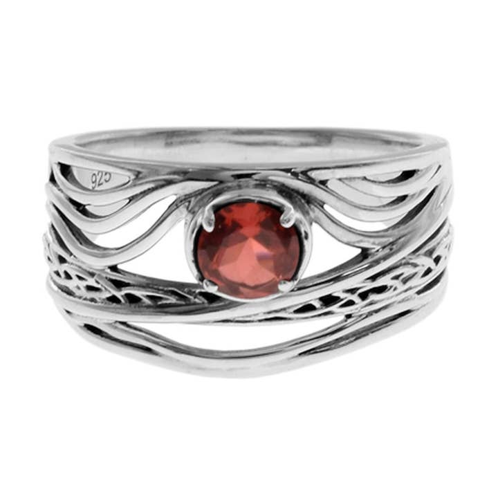 Kara garnet organic wave ring for wholesale by Kali Ma Designs - Sterling Silver Jewellery