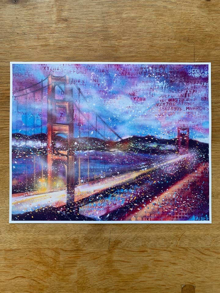 Stampa del Golden Gate Bridge di notte per la vendita all'ingrosso da parte di New Skool