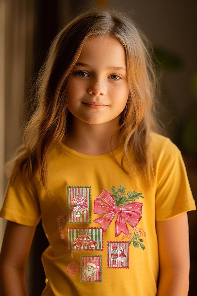 COLORBEAR - Vendita all'ingrosso Maglietta - Bambini - Maglietta Grafica per Bambini con Francobolli di Natale4