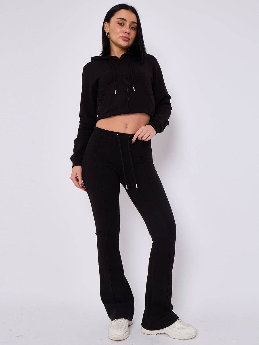 AX Labels - Wholesale Lounge Set - Women's - Interlock Cropped Zip Hoodie and Flared Trouser Set1
