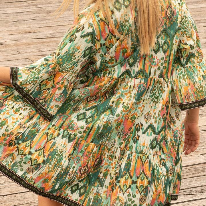 Coachella Queen Damen-Midikleid aus Baumwolle, Einheitsgröße für den Großhandel von Boho-Eclectica