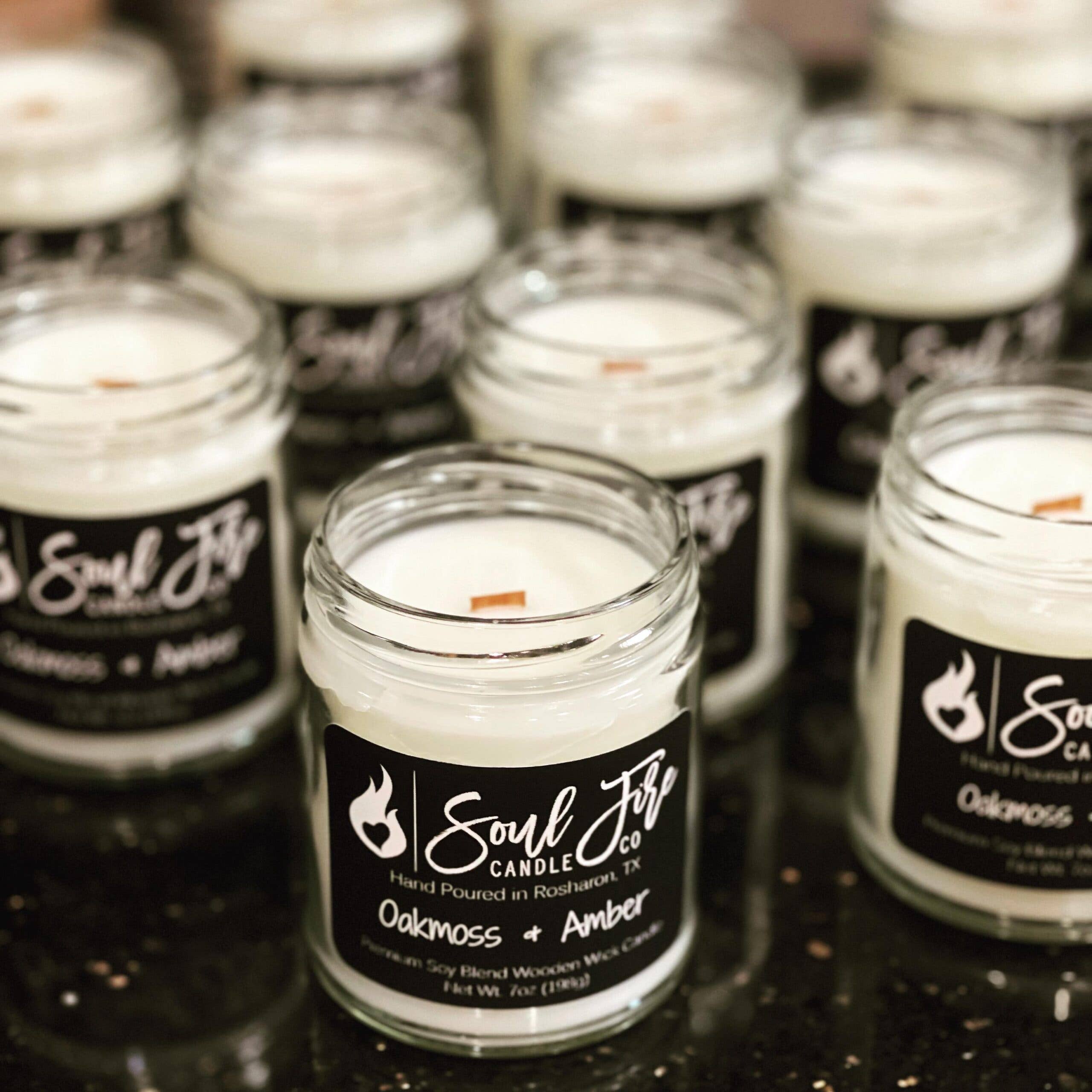 Soul Fire Candle Company - Wholesale Jar/Filled Candle - Oakmoss & Amber Wooden Wick Candle2