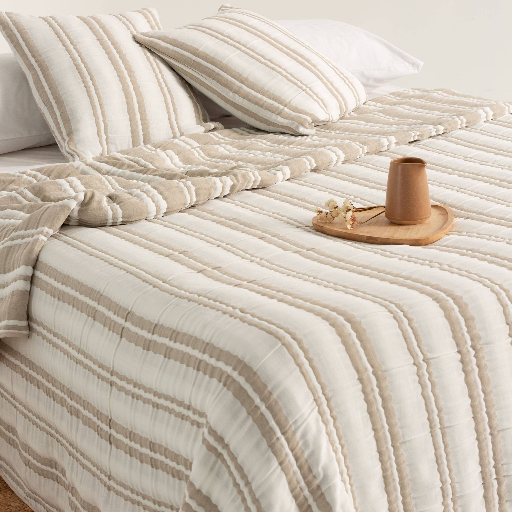 GAMUSI – Edredão por atacado – Colcha jacquard leve algodão riscas TENA3