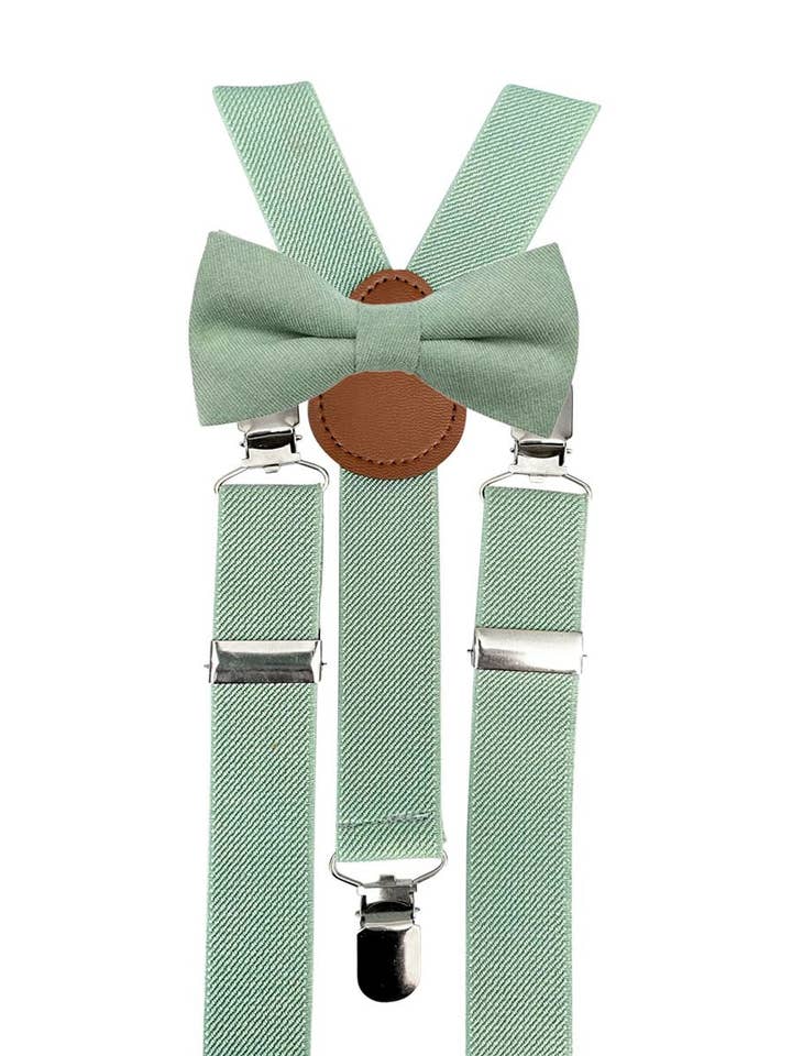 Dickie Bow - Wholesale Kledingset - Baby - Harrison Sage Groene Jongens Vlinderdas en Eucalyptus Bretels Set