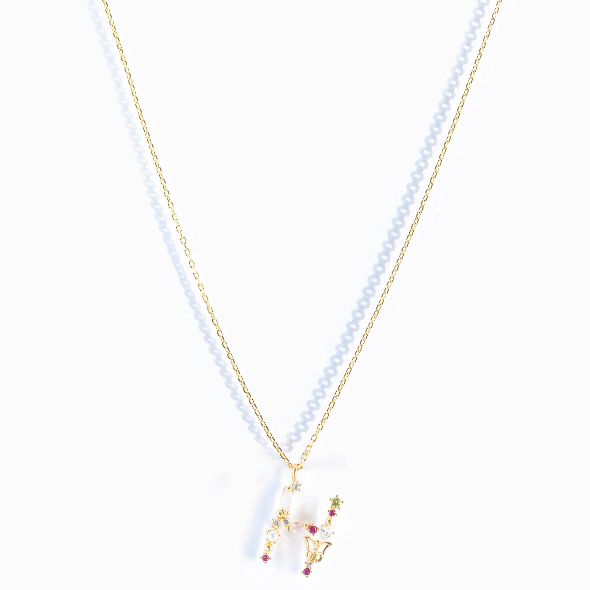 Girls Crew – wholesale Pendant/charm necklace – Flutterfly Stone Initial Necklace38