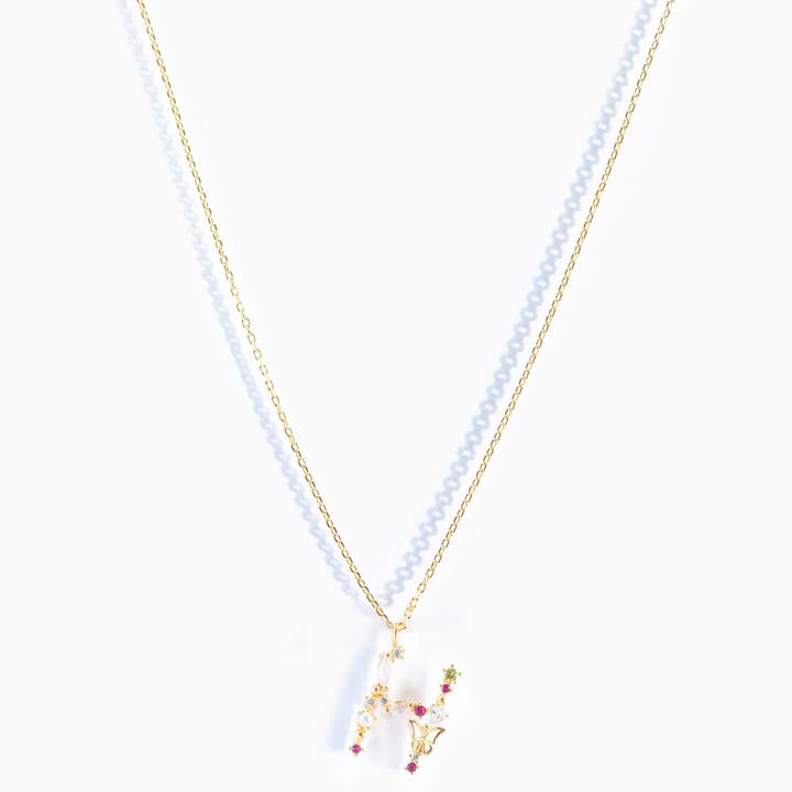 Girls Crew – wholesale Pendant/charm necklace – Flutterfly Stone Initial Necklace38