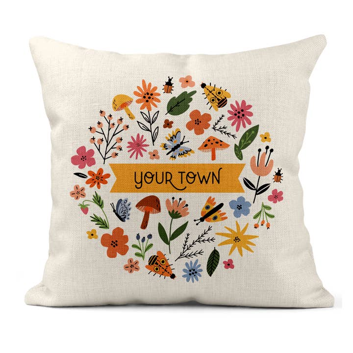 Personalized City Square Pillow - Meadow Name Drop Design for wholesale by Rock Scissor Paper