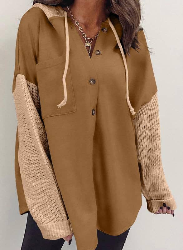 Lovesoft - Wholesale Hoodie - Women's - Colorblock Hoodie Sweatshirt with Button Detail4