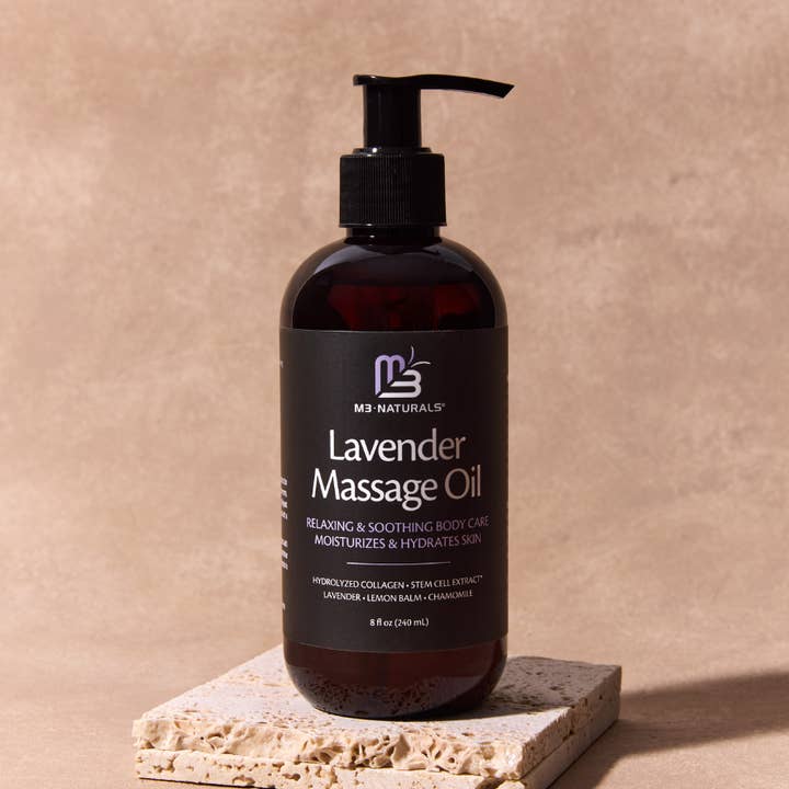 Huile de massage à la lavande - Utilisation relaxante pour le corps et les soins de la peau pour la vente par M3 Naturals