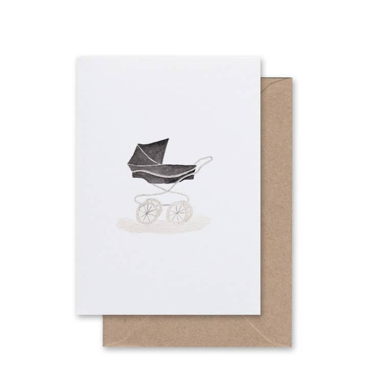 Baby Stroller Watercolor Greeting Card — Blank Inside for wholesale by Daydream Paper Studio