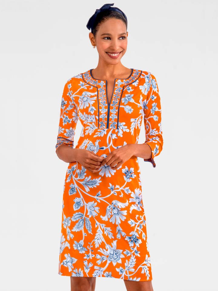 Gretchen Scott LLC - Wholesale Dress - Women's - Split Neck Dress - Stunning Stippling