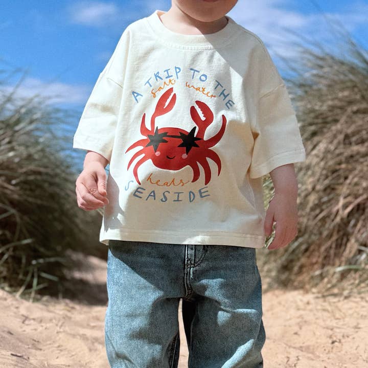 Oversized Children's Graphic T-shirt | Seaside Crab for wholesale by SimplyExtraJordanary