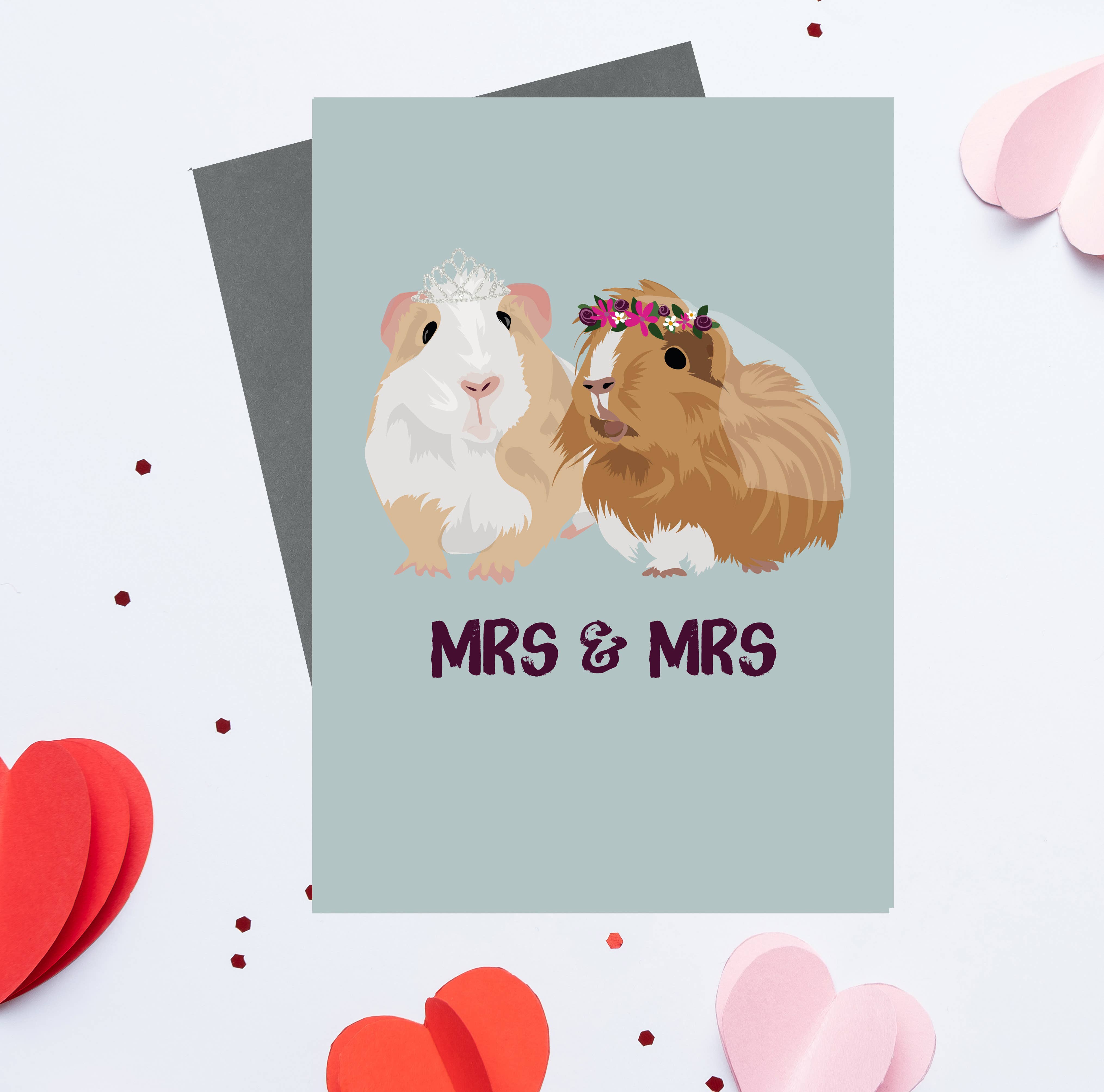 Lorna Syson – Großhandel Hochzeitskarte – Hochzeitsgrußkarte für Frau und Frau Meerschweinchen. LGBTQ+0