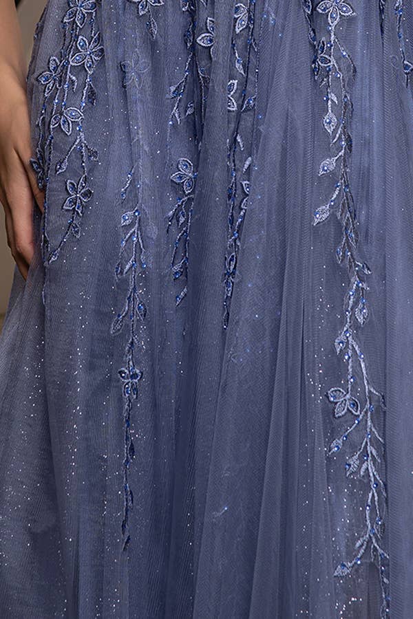 Babyfox Apparel – Vestido comprido - Mulher por atacado – Vestido de Linha A com Decote Ombro a Ombro e Bordado6