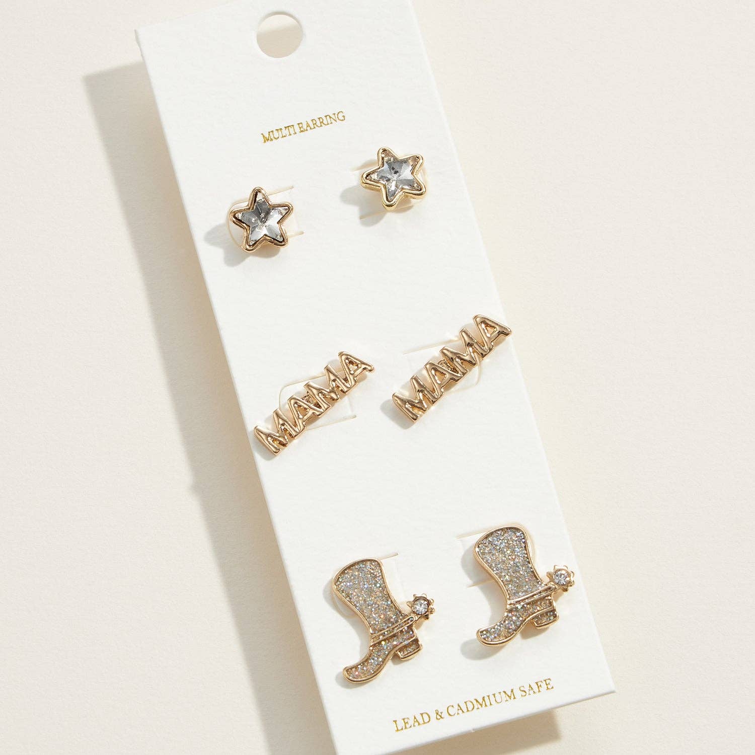 Frem - Wholesale Stud/Post Earrings - Western Boots MAMA Multi Pair Enamel Earrings2