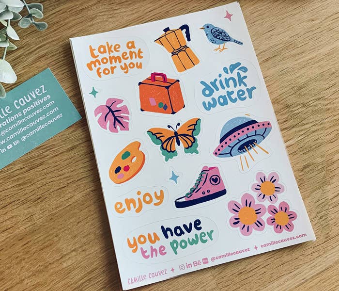 Camille Cauvez illustration et papeterie - Vente Autocollant - Planche De Stickers4