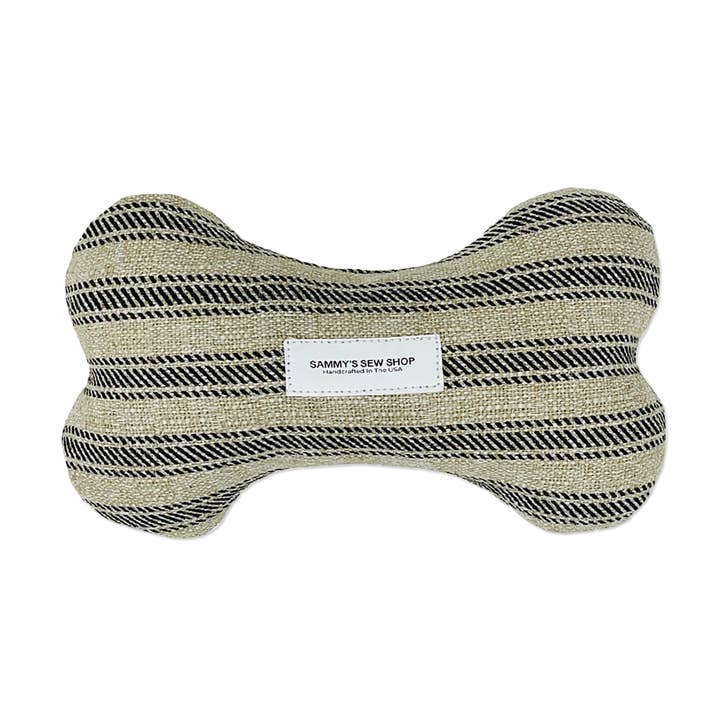 Ticking Stripe Dog Bone Squeaky Toy for wholesale by Cuddl
