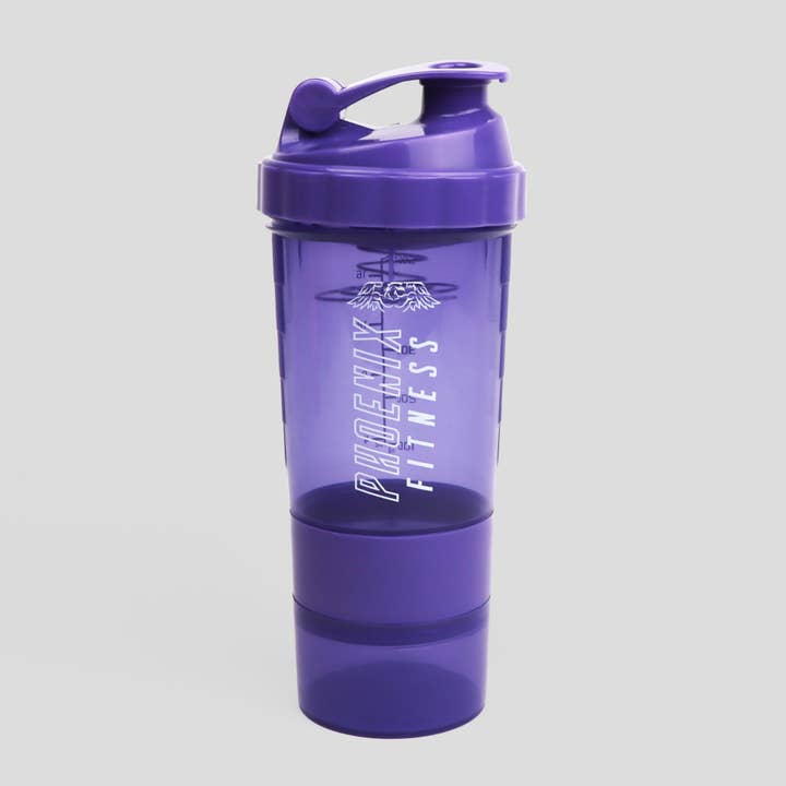 Phoenix Fitness - Wholesale Protein/Superfood Powder - Purple Compartment Protein Shaker