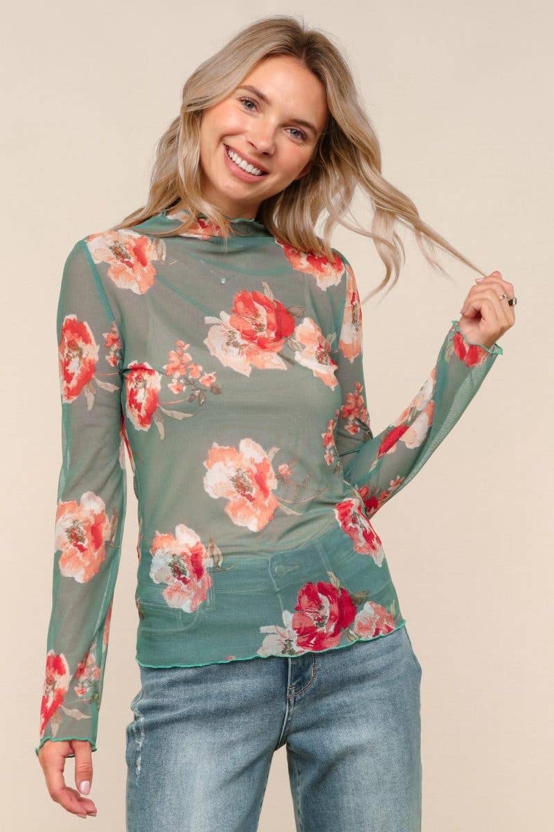 Vanilla Monkey - Vente Chemisier – femme - Haut à col montant semi-transparent avec ourlet ondulé à volants3