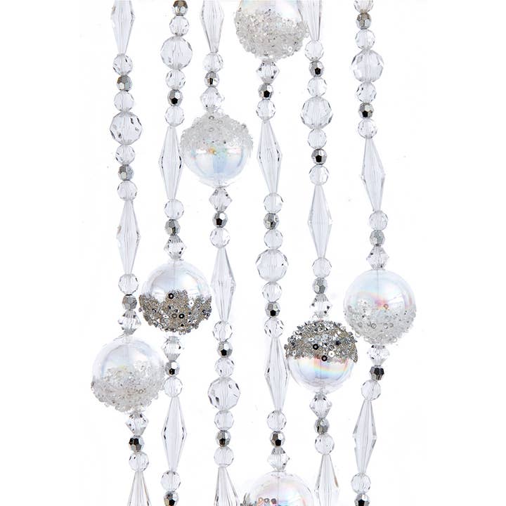 Kurt S. Adler, Inc. - Wholesale Bunting/Garland - 6'GLASS IRID CLEAR BEAD BALL GARLAND