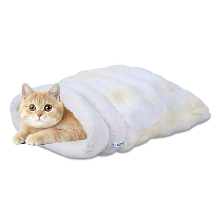GOOPAWS 4-in-1 Cat Sack Bed Cave - Self Warming Pet Sleeping Bag for Cats & Small Dogs, Cream for wholesale by Jespet