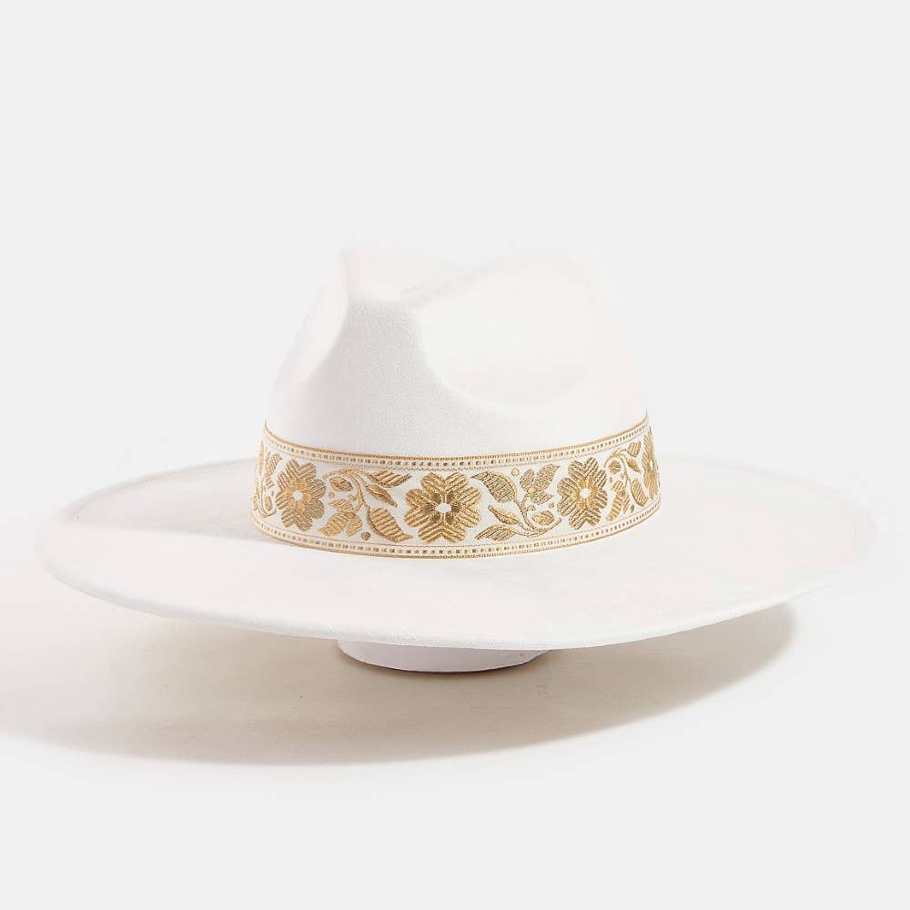 Collections by Fame Accessories – Fedora - Mulher por atacado – Chapéu Fedora com Laço de Fita Floral5