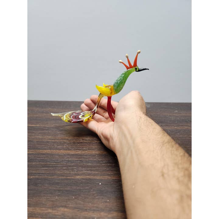 Glass by Iness - Wholesale Decorative Figurine - Naturally Colored Glass Figurine - Handcrafted - Peacock Design9
