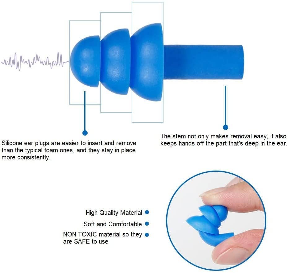 Quality Plugs – Tampões de ouvido por atacado – 50 pares de protetores auriculares reutilizáveis com estojo plástico, NRR 25 dB4
