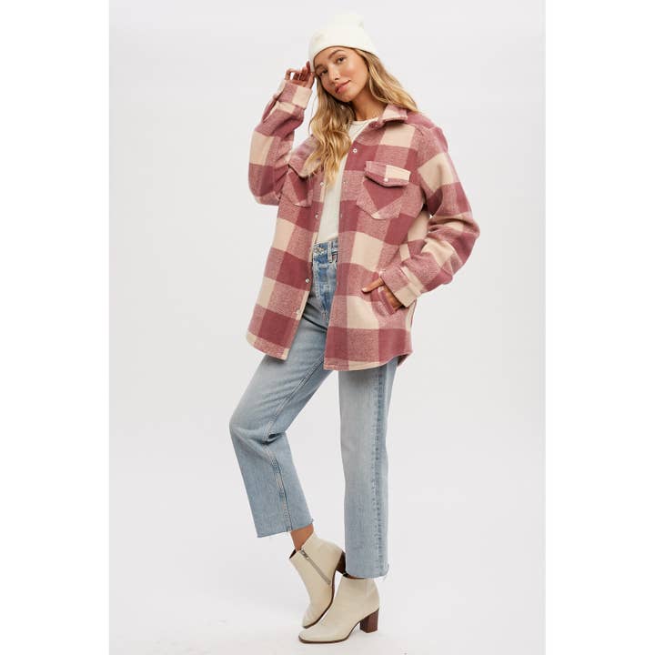 Peace Love Line - Wholesale Shirt Jacket/Shacket - Women’s - SLH8669 - BRUSHED FLANNEL CHECKOR OVERSIZE JACKET10