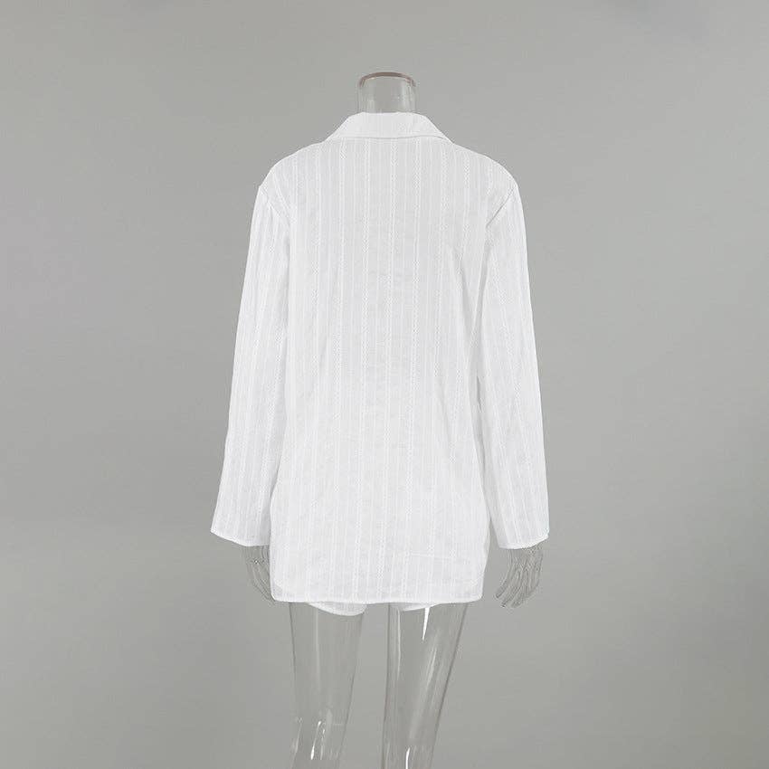 Dipped Shop – Engroshandel Pyjamasæt - Dame – Stribet Jacquard Blødt Nattøjssæt DPS22392