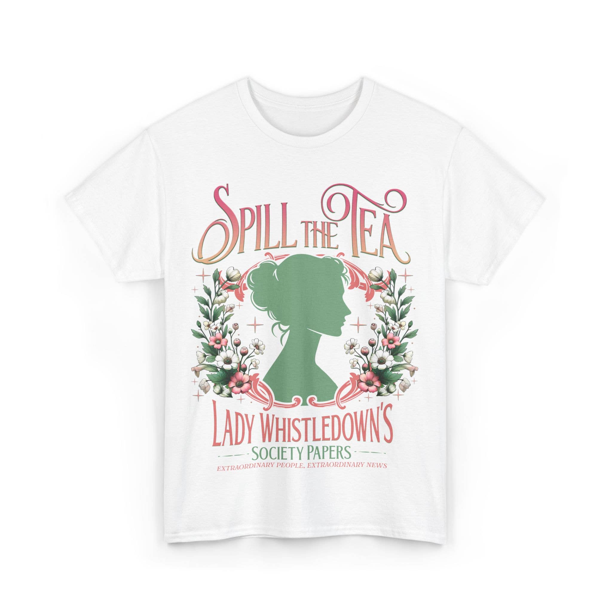 NVC Ecommerce LLC - Wholesale T-Shirt (Graphic) - Women's - Spill The Tea Lady Whistledown's Shirt, Society Papers Shirt