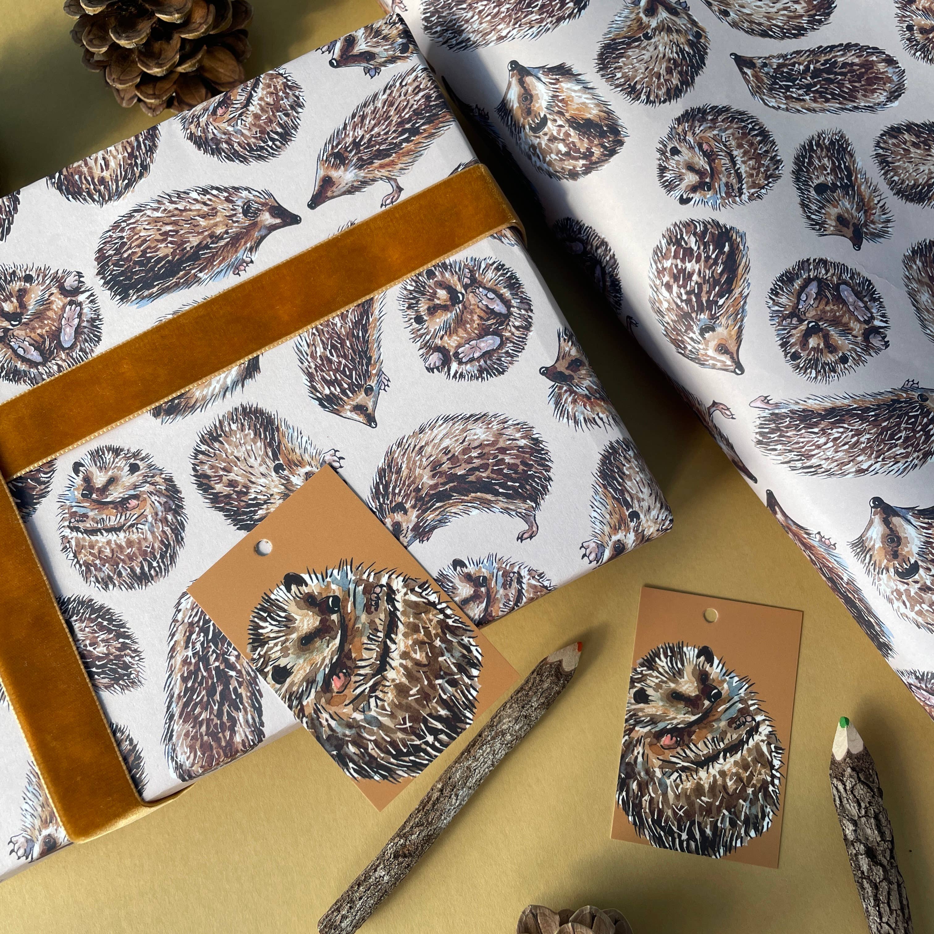 Alexia Claire Ltd - Wholesale Flat Wrap - Hedgehog wrapping paper Sheets1