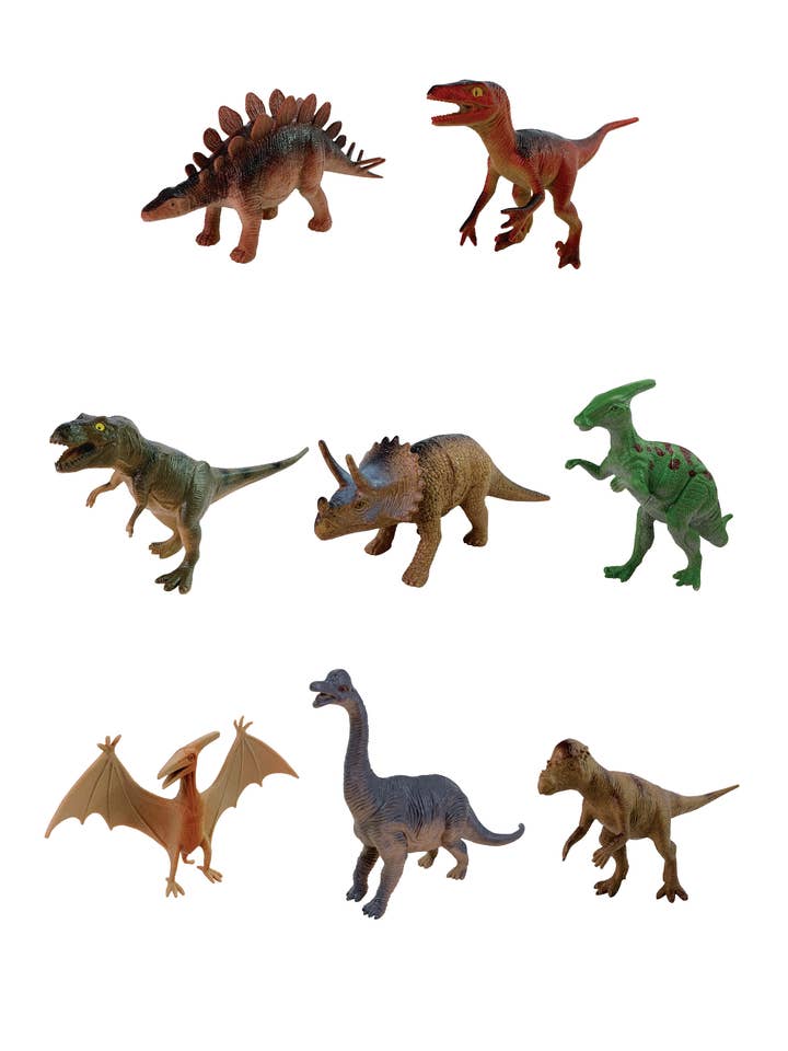 5"-6" Dinosaurs. 8 styles+information Booklet ($1.00 each) for wholesale by Wenno
