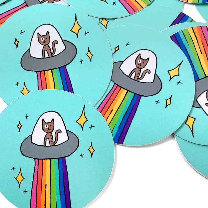 UFO Cat sticker for wholesale by Anxious Microbe