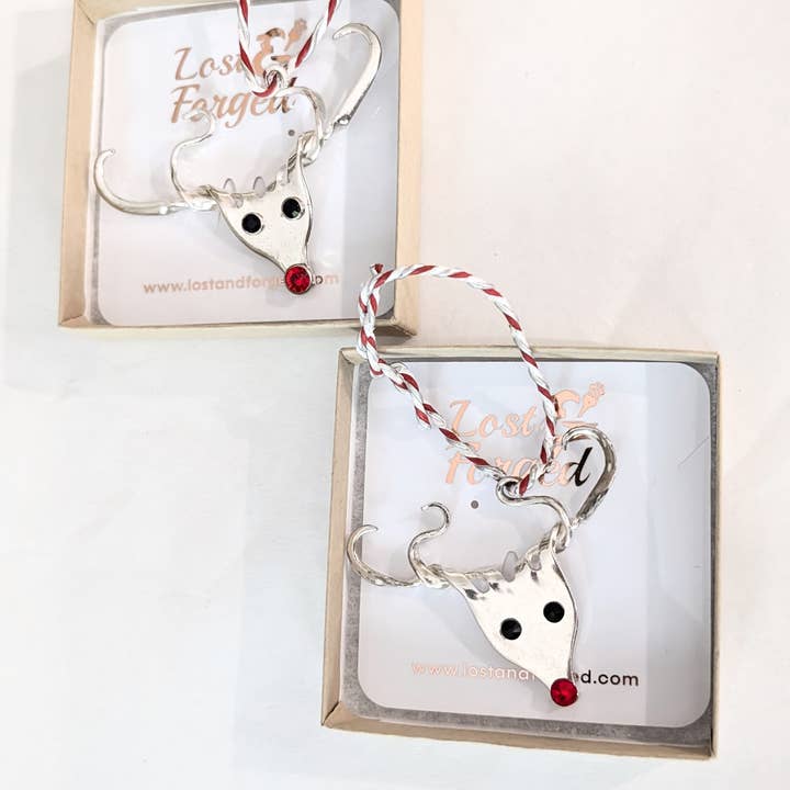 Lost & Forged - Vendita all'ingrosso Decorazione - Ornamento a forma di renna, forchetta in argenteria, ornamento Rudolph