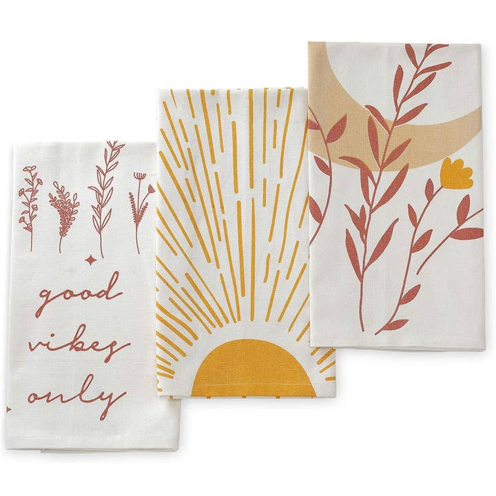 Køkkenhåndklæde Boho Vibes, Pakke med 3, Bomuld, 20 x 26 Inches for engroshandel hos Folkhomes Global Inc