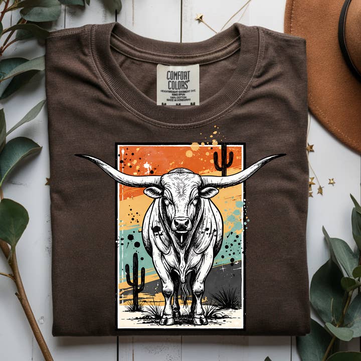 LONGHORN WESTERN DTF TRANSFER for wholesale by Remi Lee Transfers