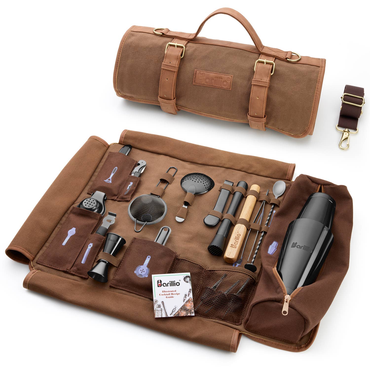 Barillio – wholesale Bar tool – Travel Bartender Kit With Canvas Bag7