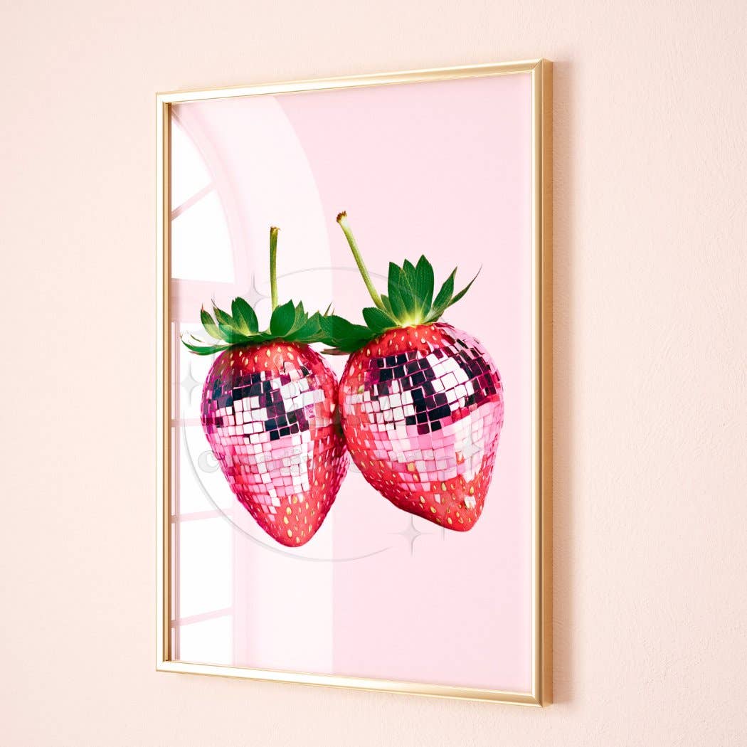 CLM Creative Studio - Wholesale Art Print - Disco Ball Dipped Strawberries Wall Art Prints 0