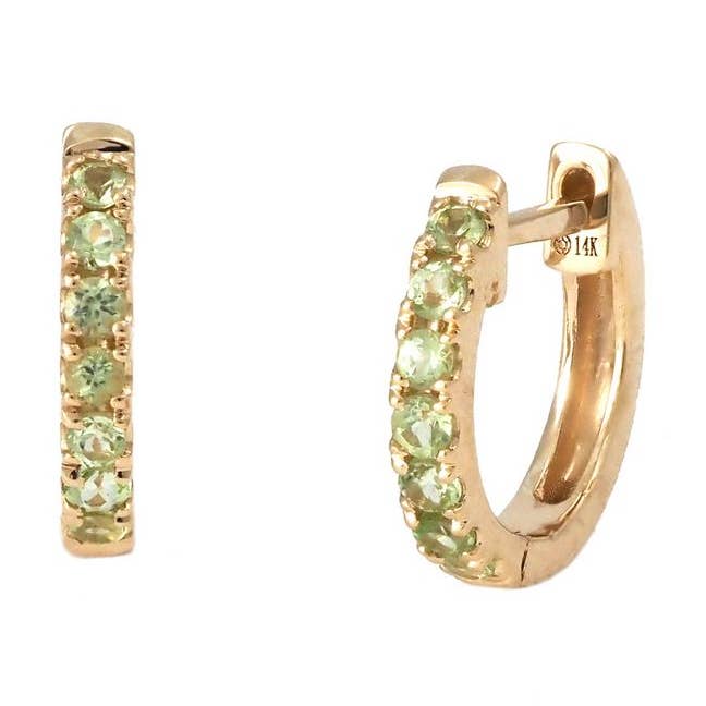 14k Gold Gemstone Huggie Hoop Earrings for wholesale by LE Fine Jewelry