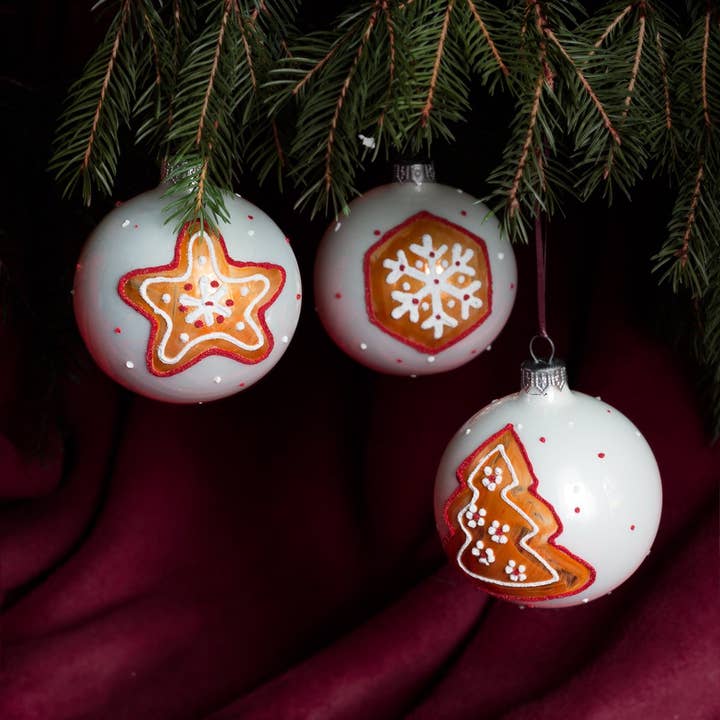 6 x palline di Natale con 3 diversi motivi per la vendita all'ingrosso da parte di Antikas