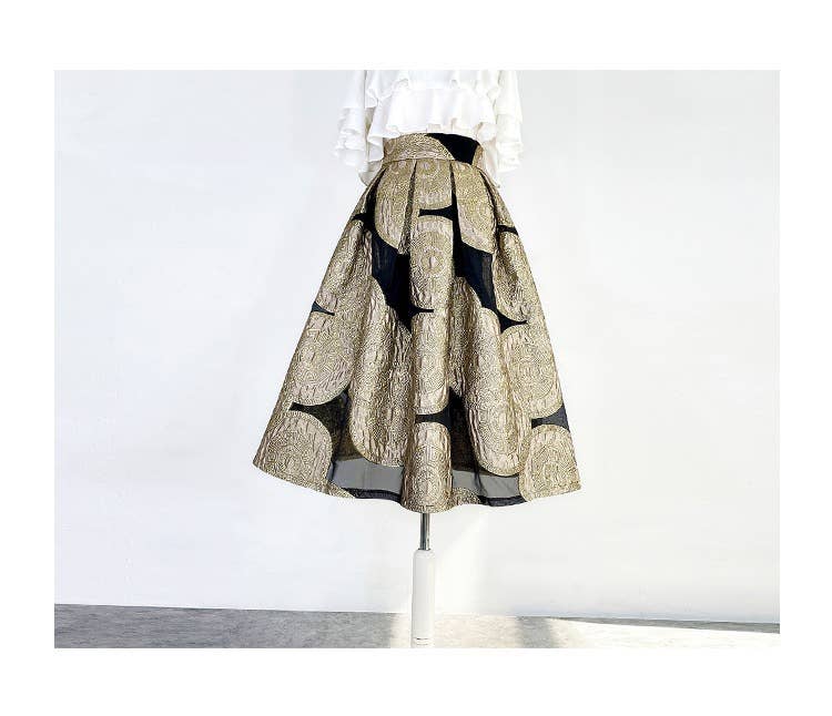 Yellow SK027Y Elegant Embroidered Organza Midi Tutu Skirt for wholesale on Faire3