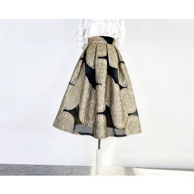 Yellow SK027Y Elegant Embroidered Organza Midi Tutu Skirt for wholesale on Faire3