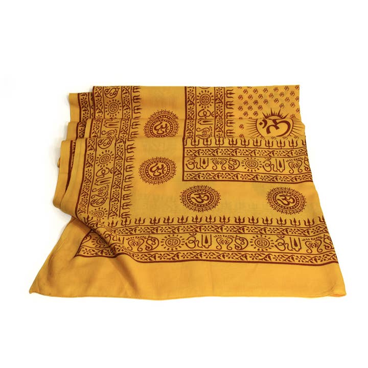 Châle de prière de méditation yoga - Om Yellow Large pour la vente par Prabhuji's Gifts
